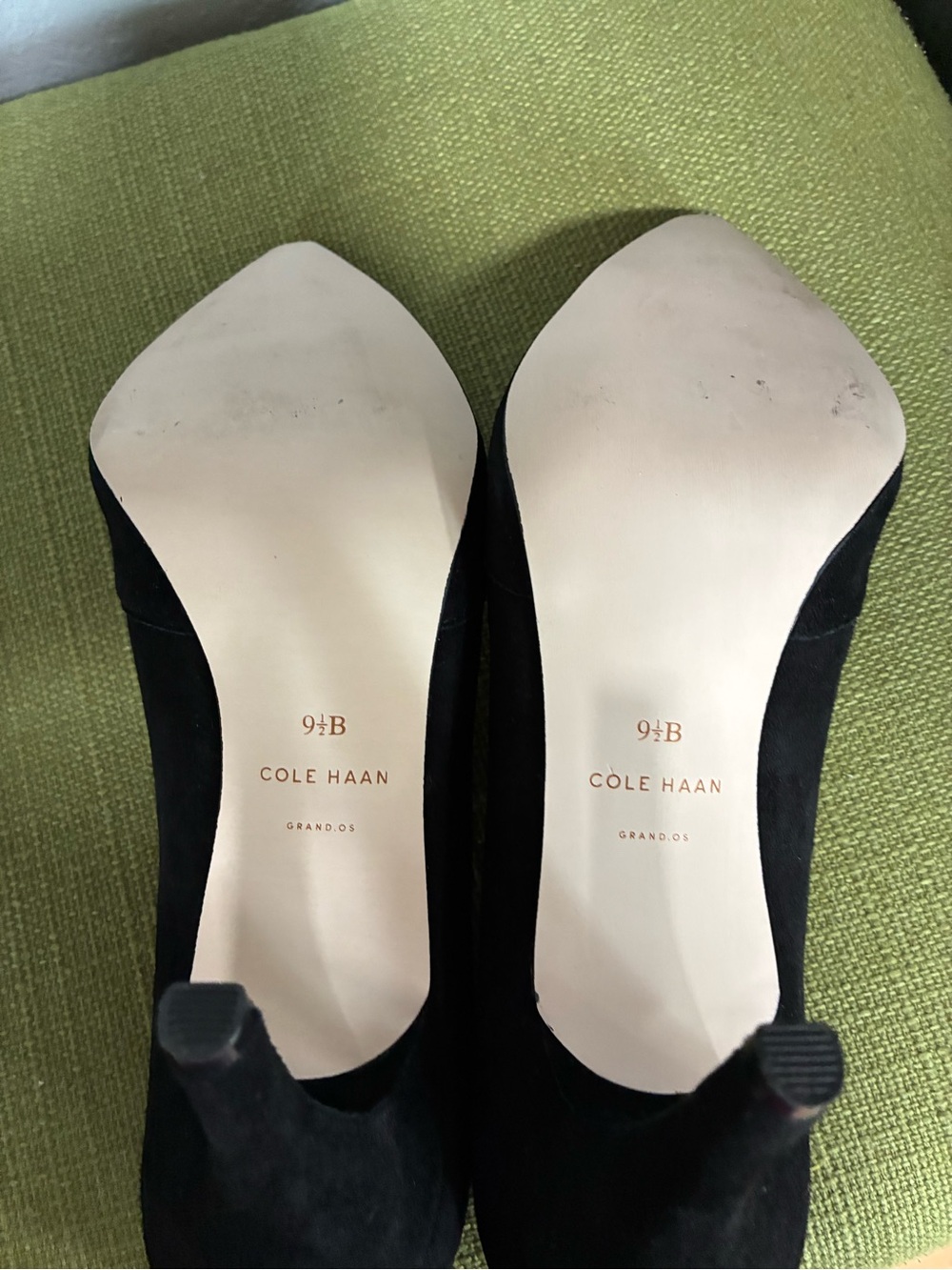 Cole Haan Black Suede Pointed Pump with V-Cut - Picture 4 of 10